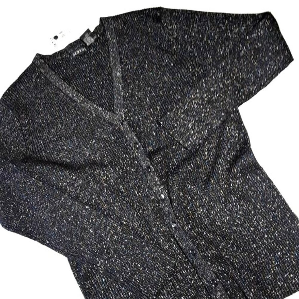 Vintage Cotton 1990s Metallic Blk Cardigan Sweater NWT